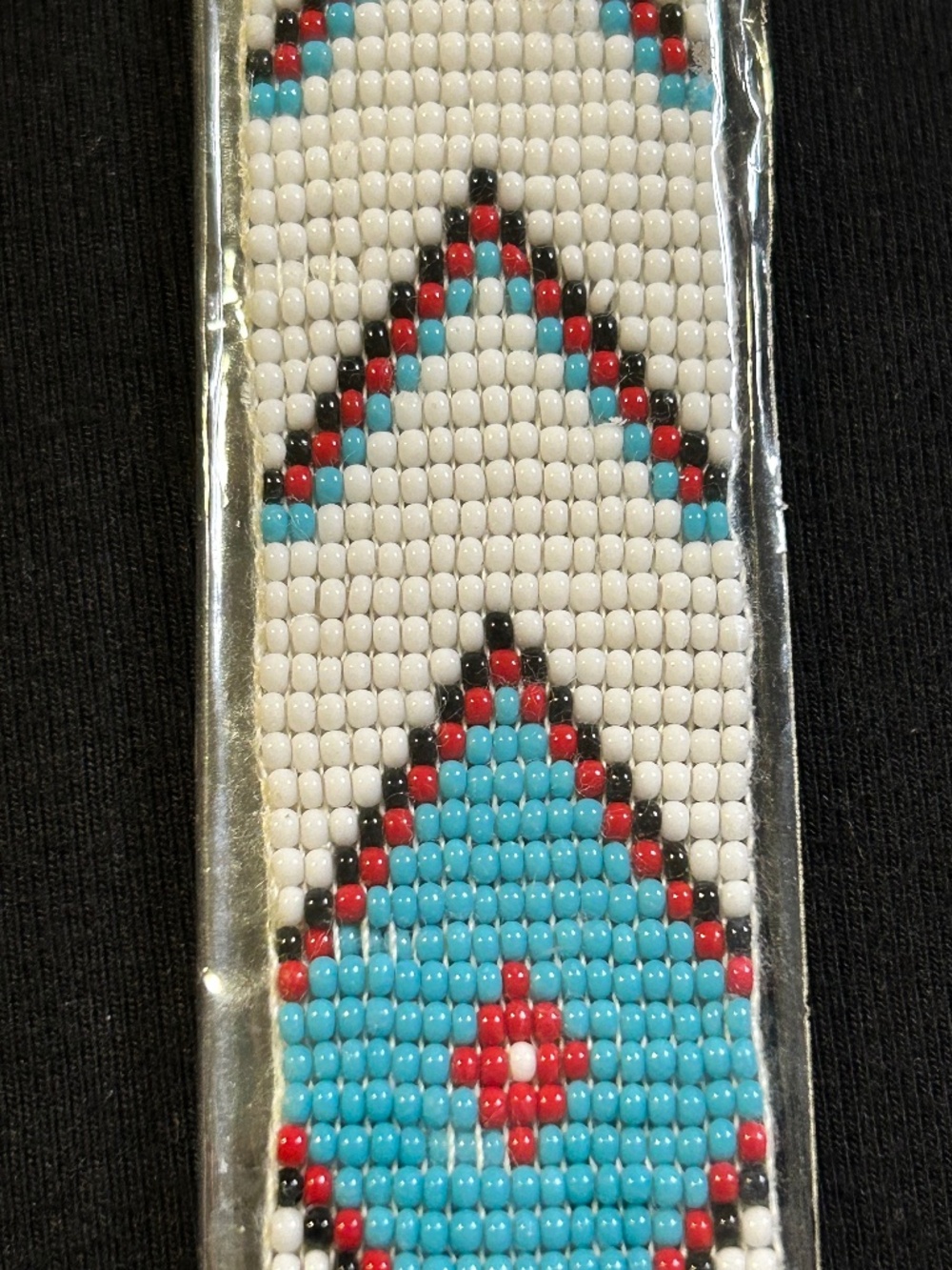 Native American Beaded Bookmark P-22-SB-9 White Turquoise Diamond Pattern